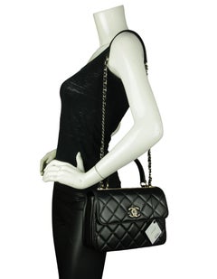 Chanel NWT Black Lambskin Leather Quilted Trendy CC Dual Handle Flap Bag