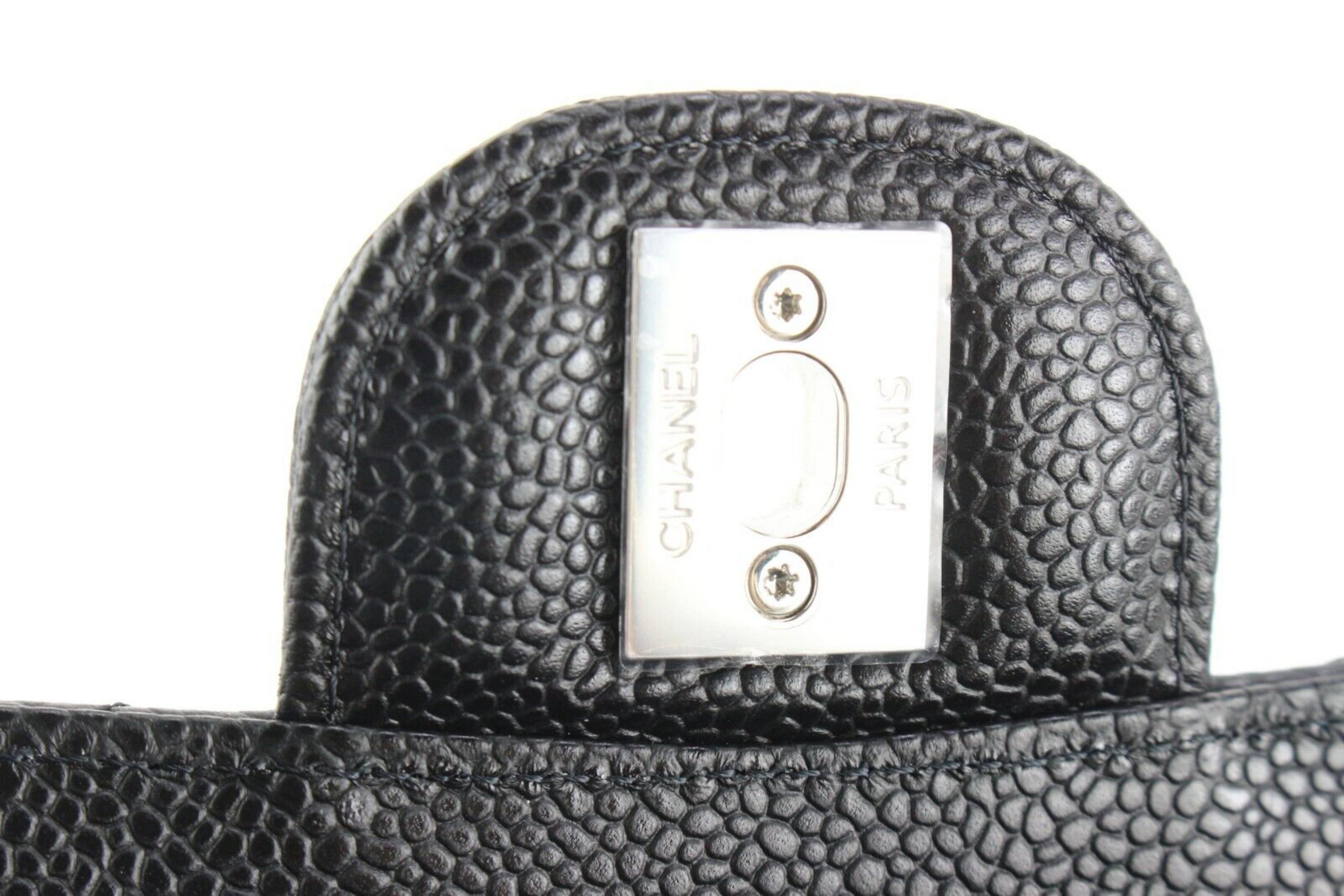 Chanel NWT Black Quilted Caviar Medium Classic Double Flap 3CJ0216 For Sale 1