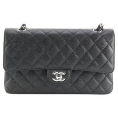 Chanel NWT Black Quilted Caviar Medium Classic Double Flap 3CJ0216