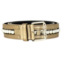 Chanel NWT Gold Leather & Grosgrain Pearl Belt sz 90 rt. $1,850