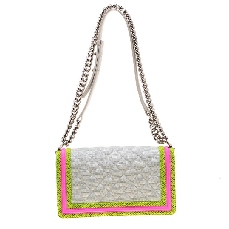 Chanel Nylon and Leather Medium Limited Edition Boy Fluo Flap Shoulder ...