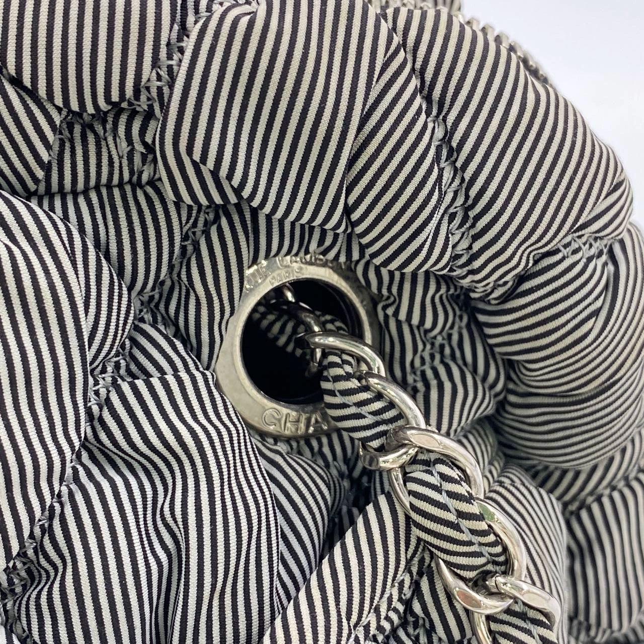 Chanel Nylon Bubble Striped Quilt Accordion Flap Bag Blue, 2009-2010 8