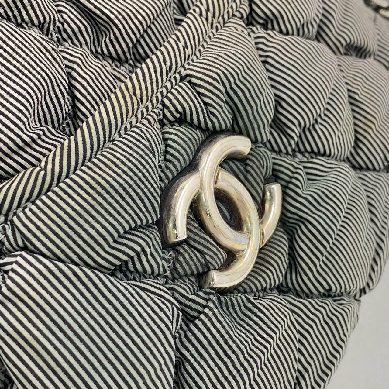 Chanel Nylon Bubble Striped Quilt Accordion Flap Bag Blue, 2009-2010 9