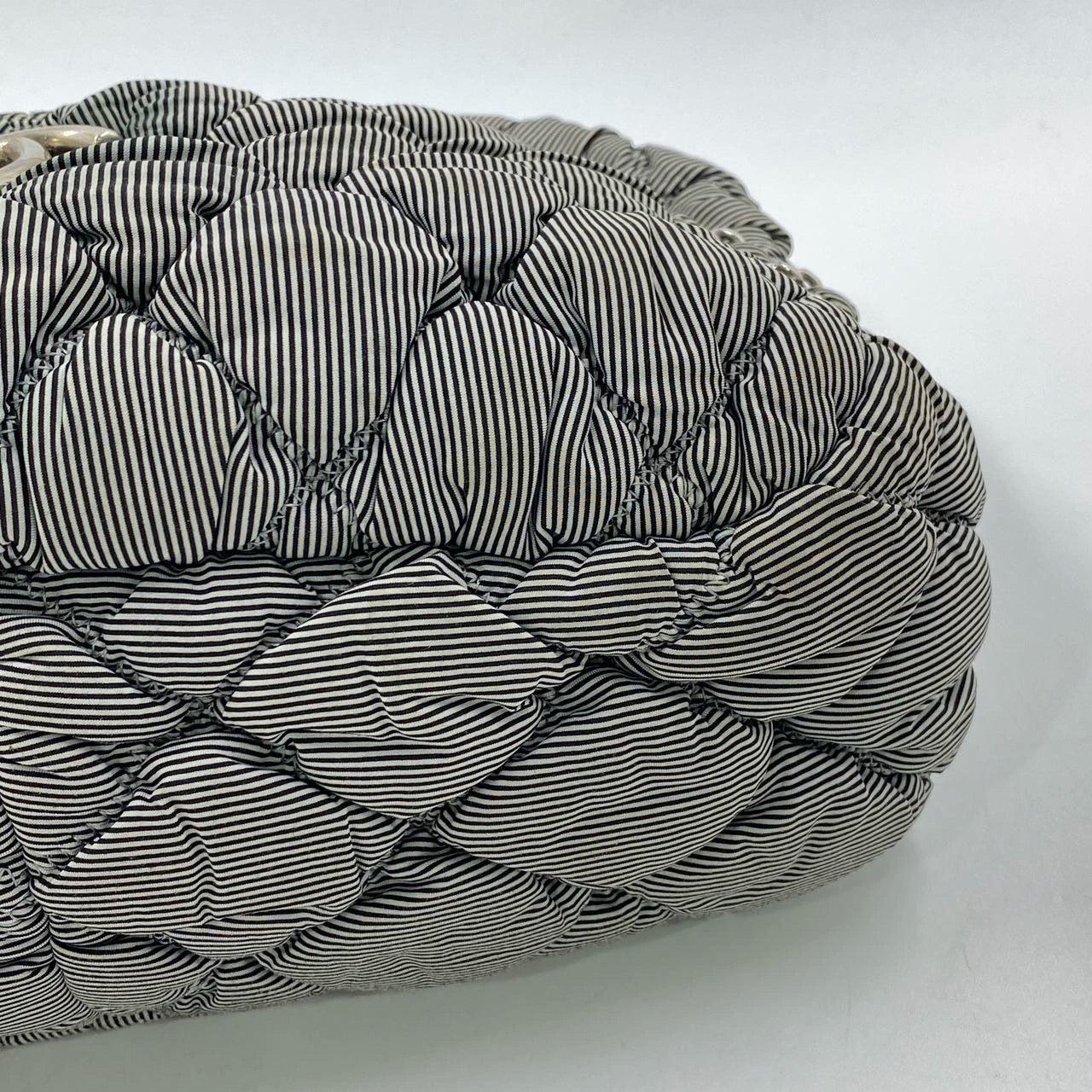 Chanel Nylon Bubble Striped Quilt Accordion Flap Bag Blue, 2009-2010 10