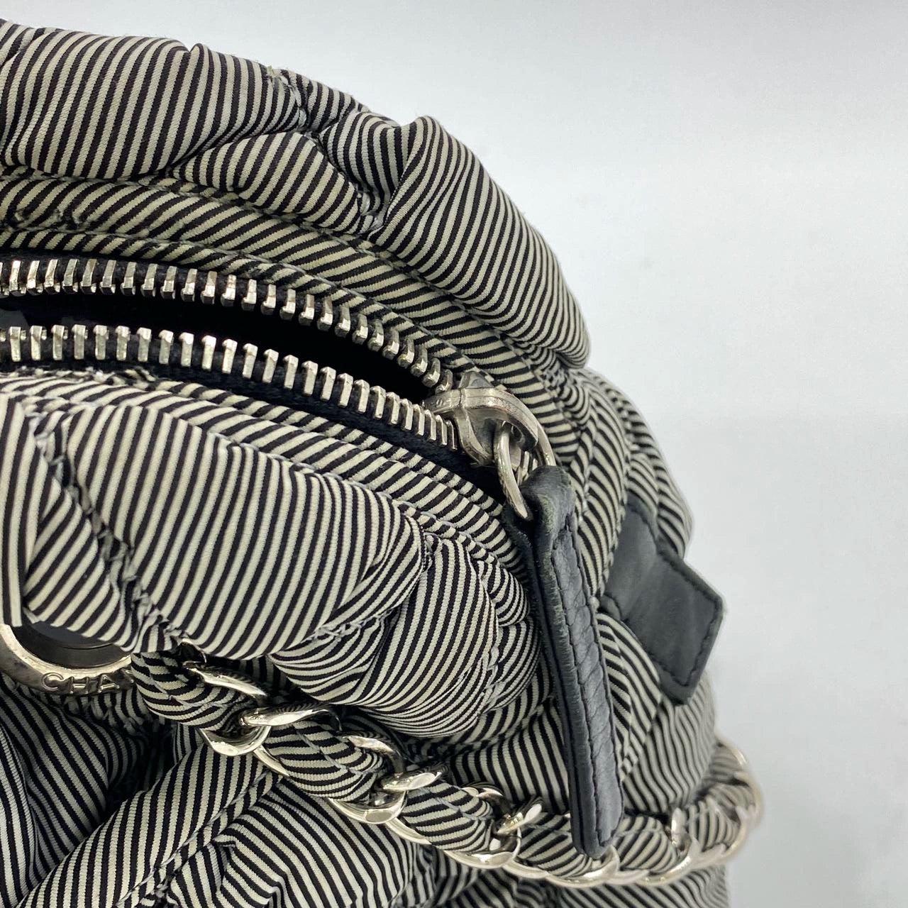 Chanel Nylon Bubble Striped Quilt Accordion Flap Bag Blue, 2009-2010 11