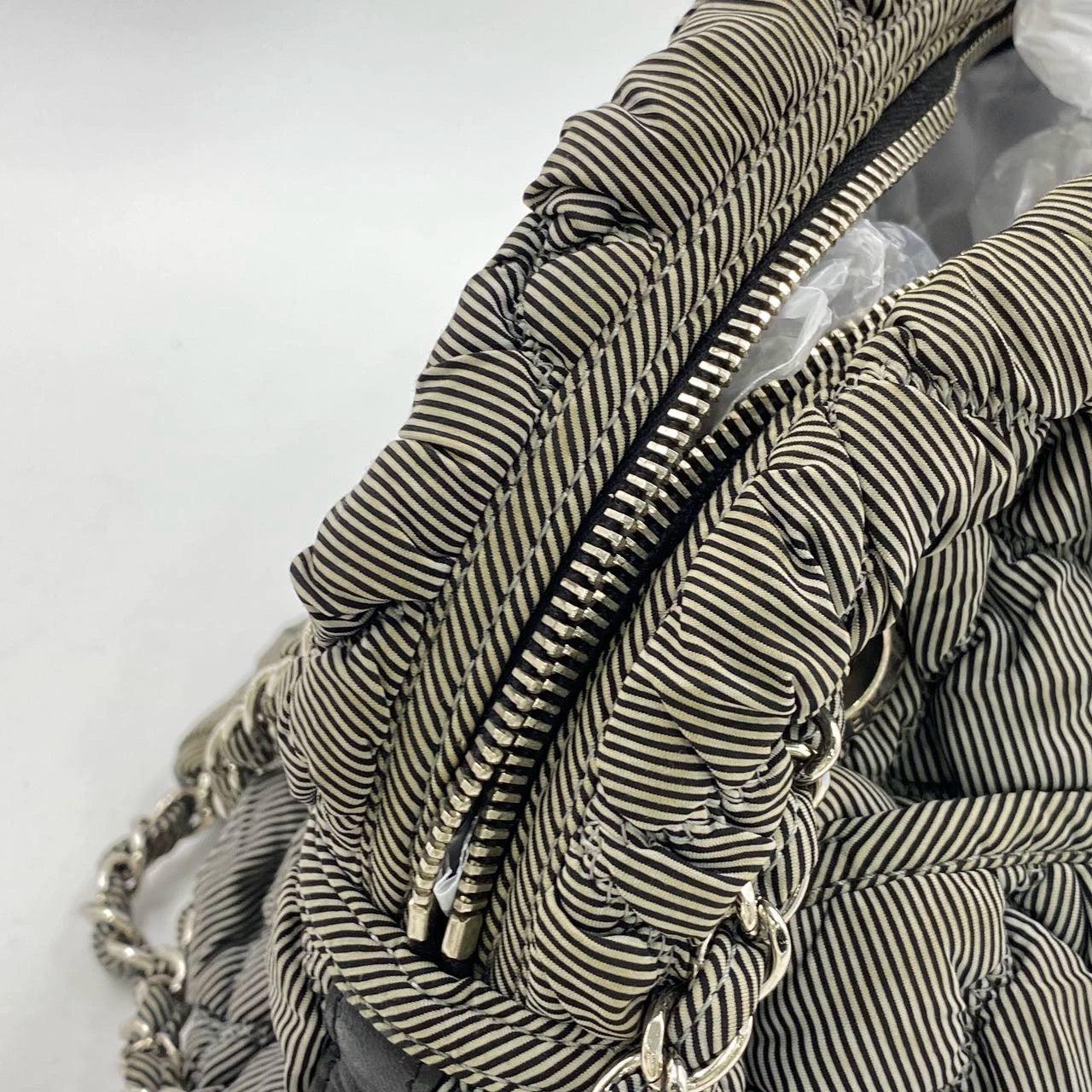 Chanel Nylon Bubble Striped Quilt Accordion Flap Bag Blue, 2009-2010 12