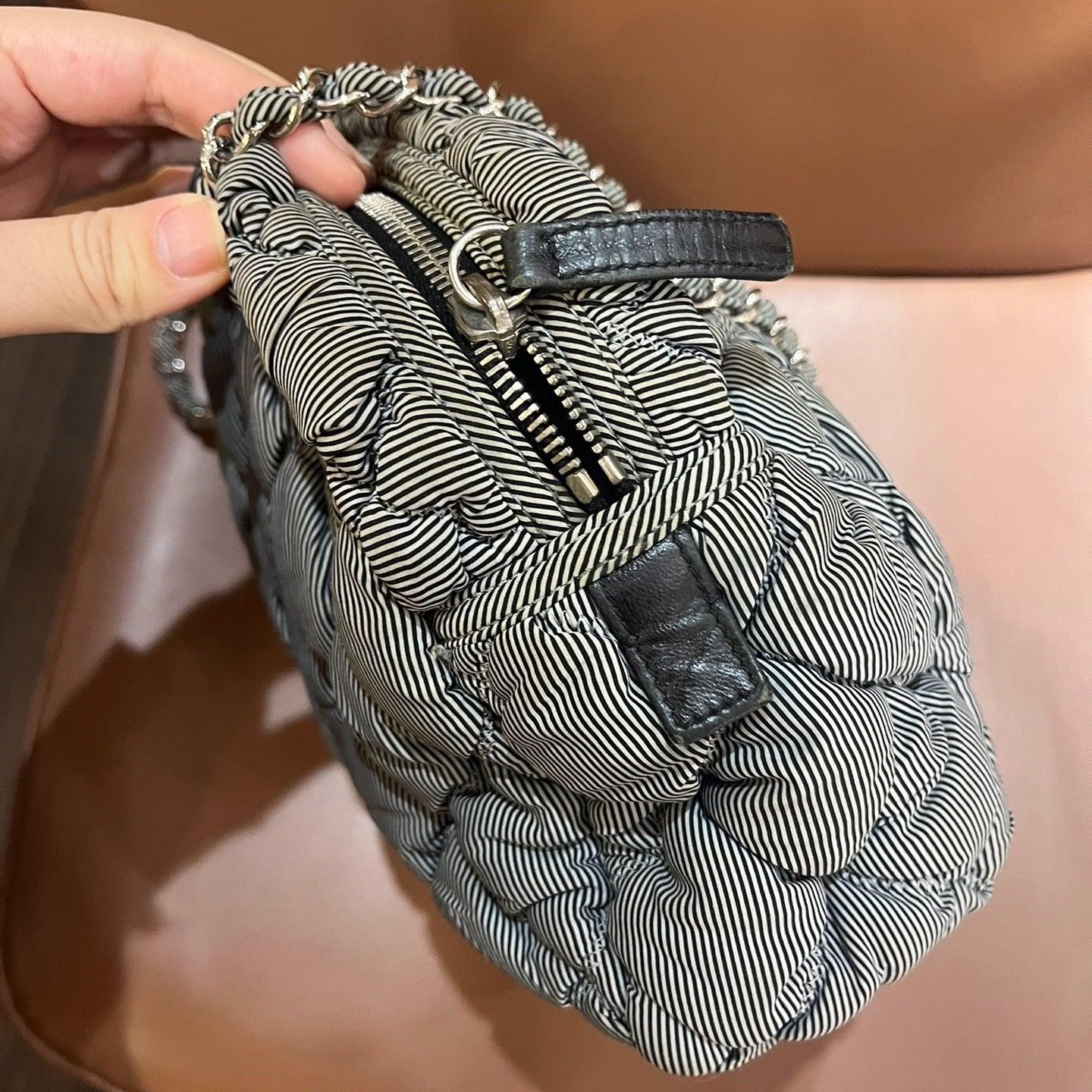 Chanel Nylon Bubble Striped Quilt Accordion Flap Bag Blue, 2009-2010 15