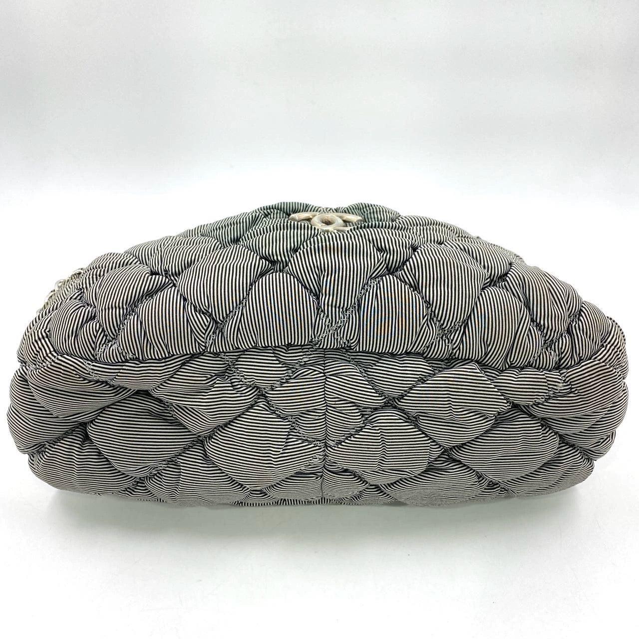 Chanel Nylon Bubble Striped Quilt Accordion Flap Bag Blue, 2009-2010 1