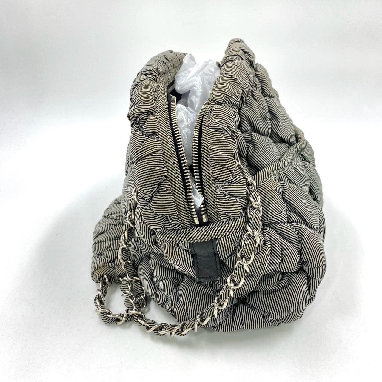 Chanel Nylon Bubble Striped Quilt Accordion Flap Bag Blue, 2009-2010 3