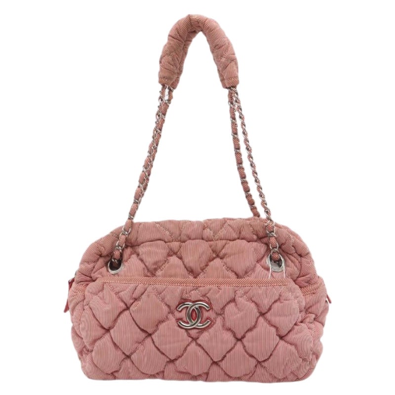Chanel Nylon Bubble Striped Quilt Accordion Flap Bag Pink, 2009-2010