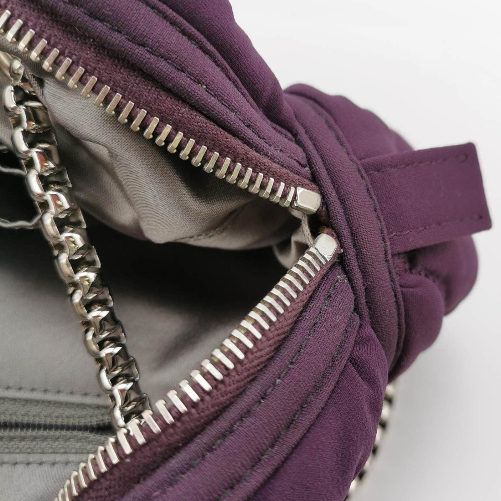 Chanel Nylon Blasen gestreifte gesteppte Akkordeon-Klappentasche in Lila 7