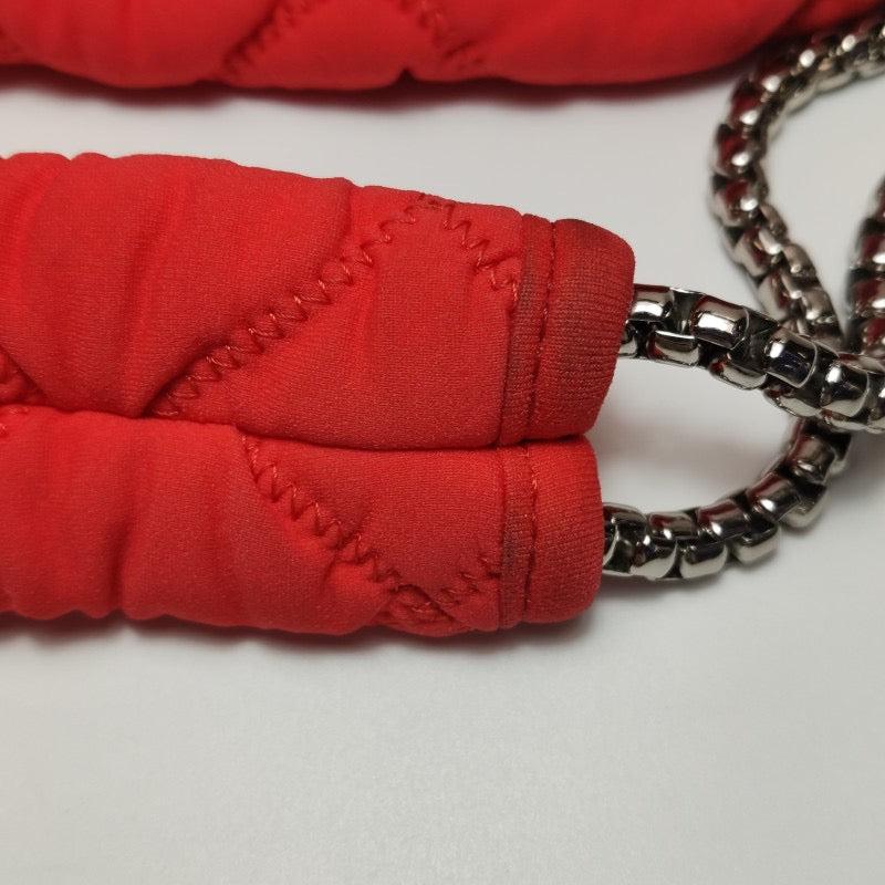 Chanel Nylon Bubble Striped Quilt Accordion Flap Bag Red 7