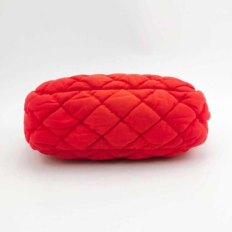Chanel Nylon Bubble Striped Quilt Accordion Flap Bag Red 1