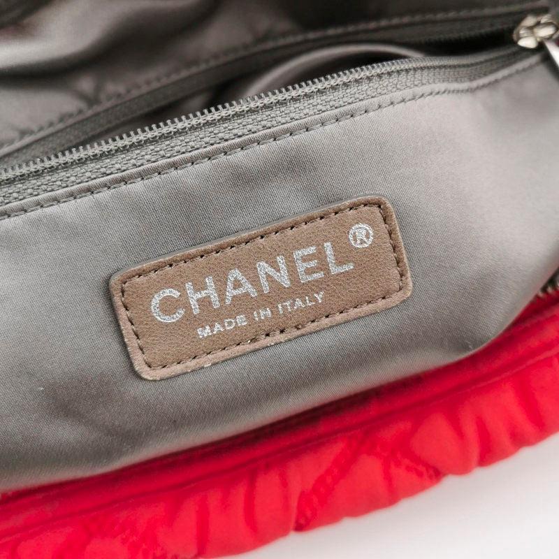 Chanel Nylon Bubble Striped Quilt Accordion Flap Bag Red 3