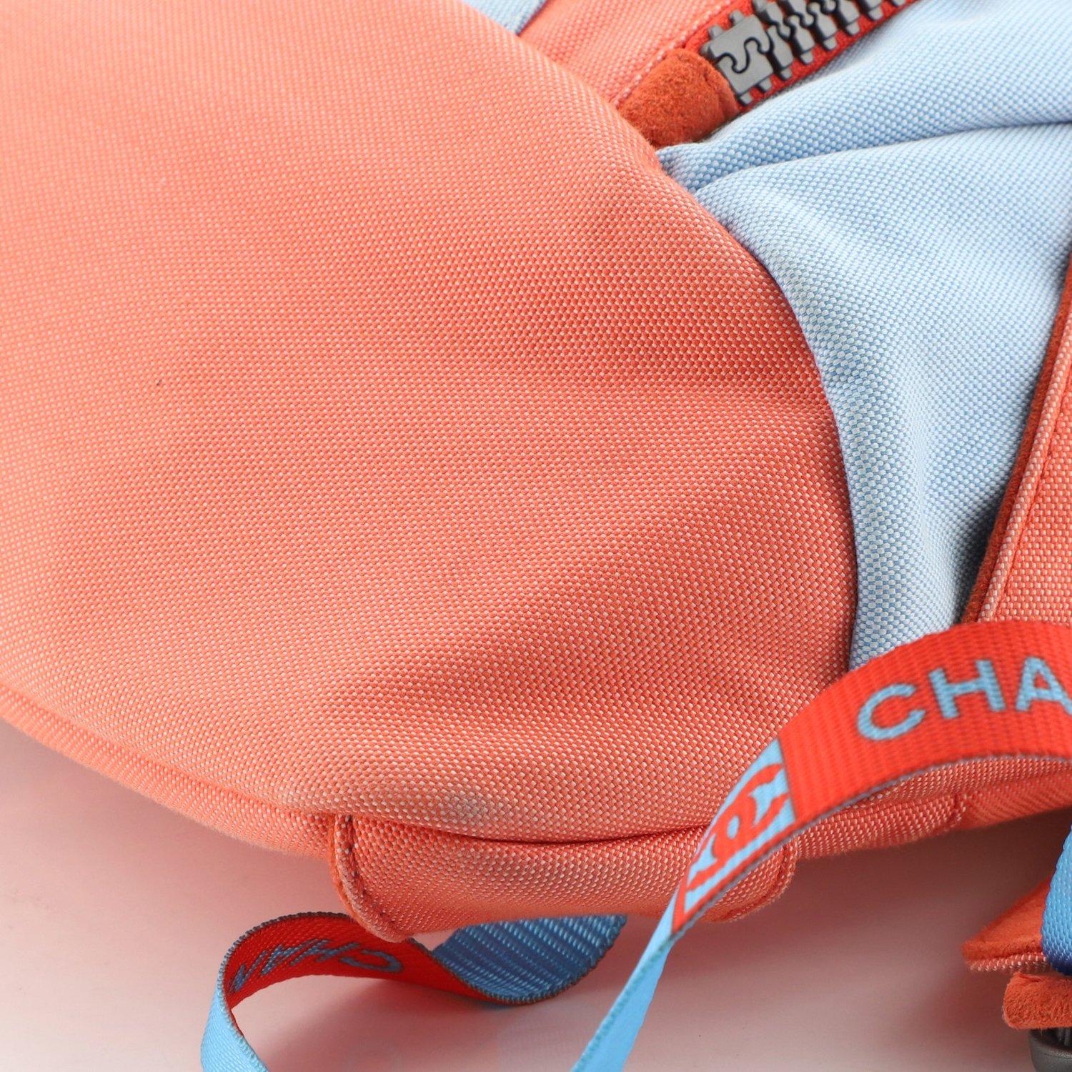 Chanel Nylon Light Blue Orange Sport Backpack For Sale 3
