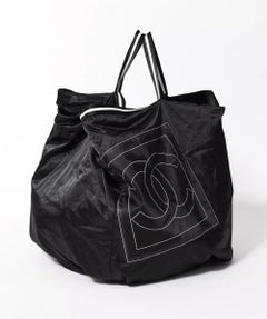 Chanel 2008 Nylon Microfiber Large CC Logo Gym Travel Sport Bag
