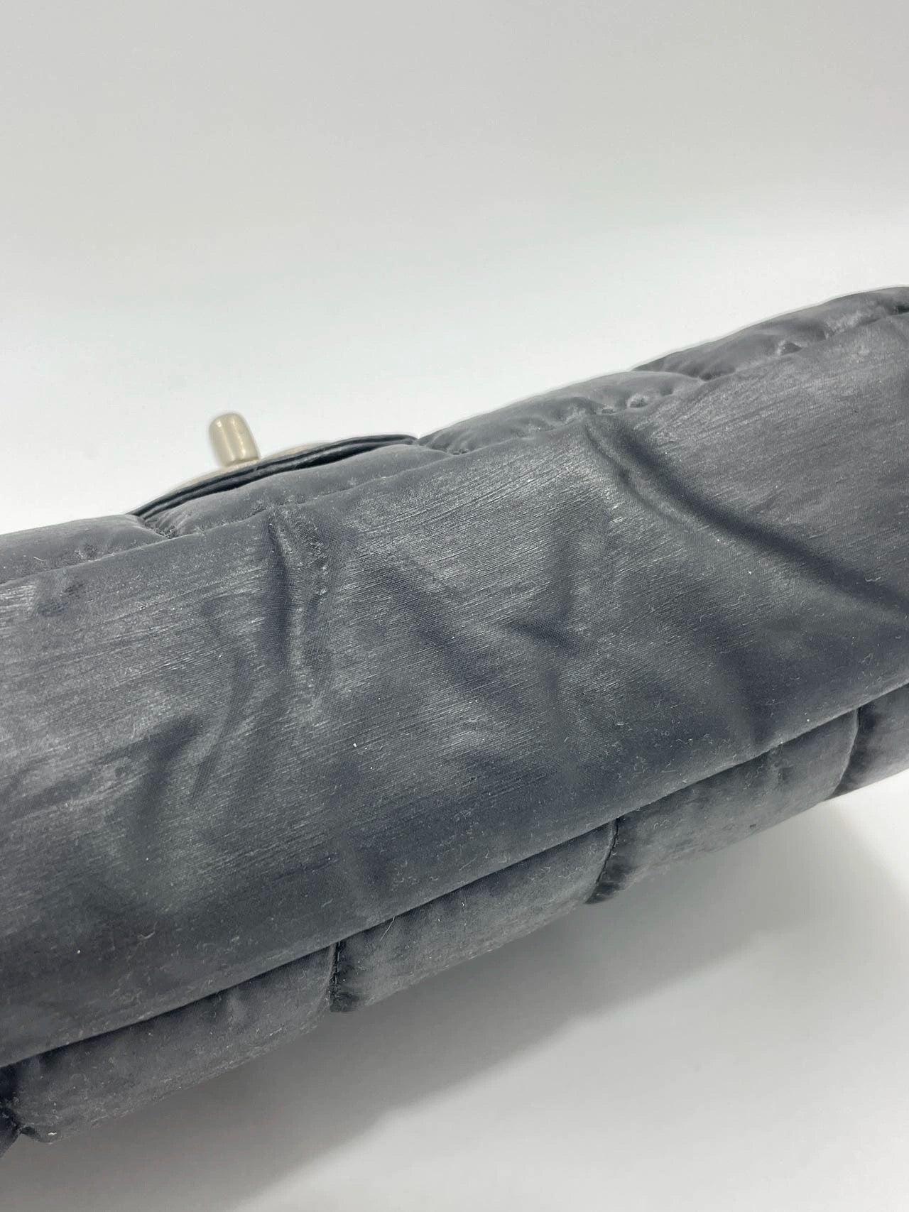CHANEL Nylon Square Quilted Flap Bag Black Puffer Curved Bottom 7