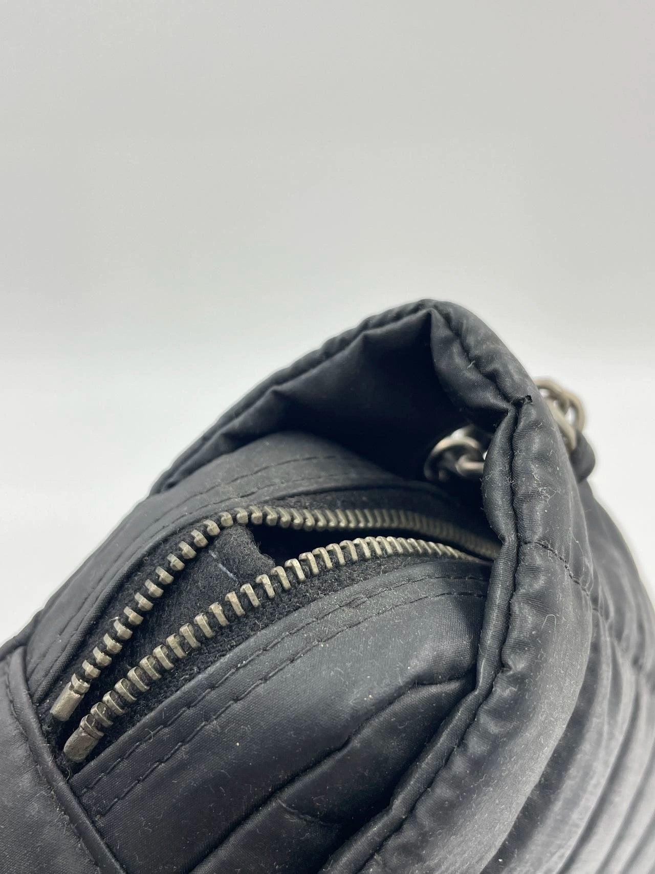 CHANEL Nylon Square Quilted Flap Bag Black Puffer Curved Bottom 10
