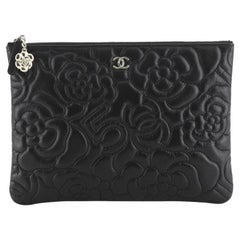 Chanel O Case Clutch Camellia Lambskin Medium