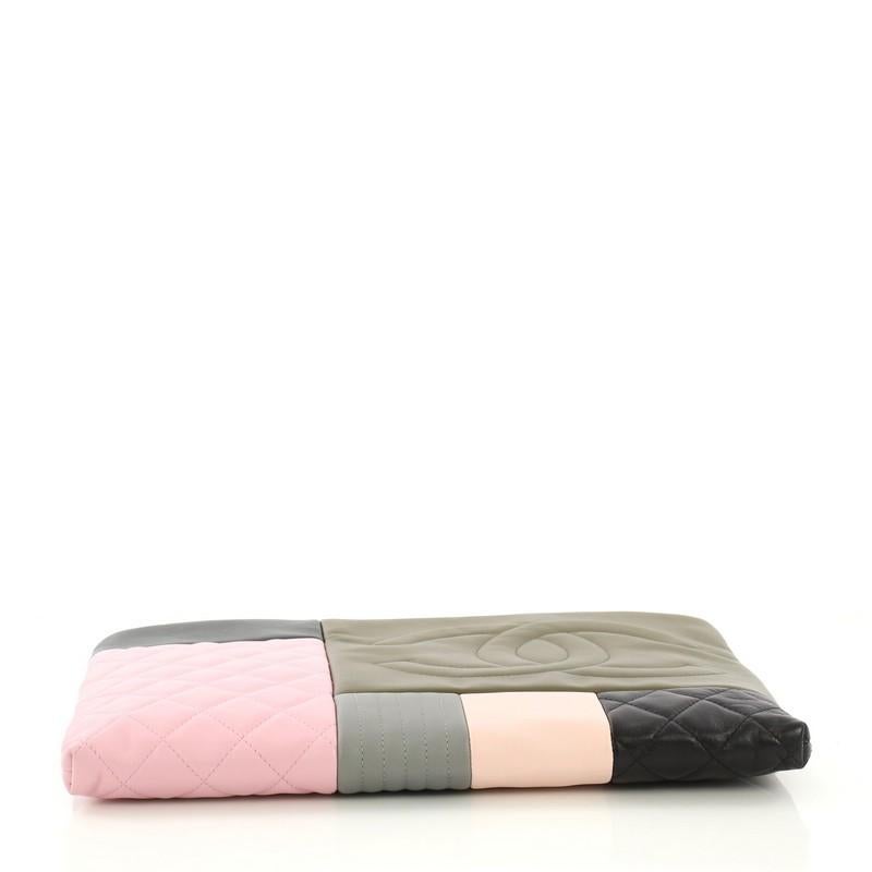 Women's Chanel O Case Clutch Colorblock Leather Large