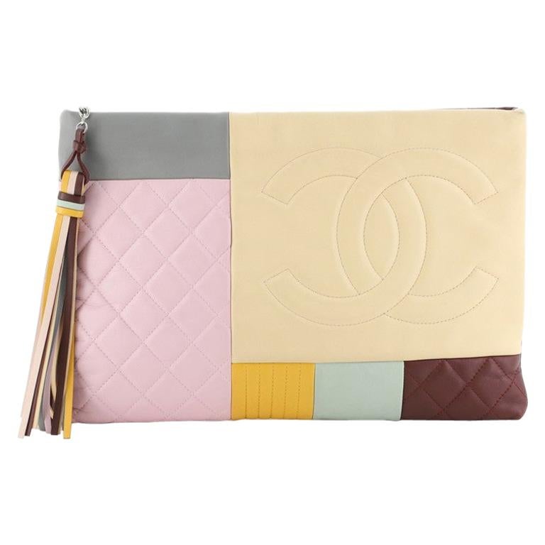 Chanel O Case Clutch Colorblock Leather Large at 1stDibs  chanel large  clutch, chanel case clutch, color block clutch