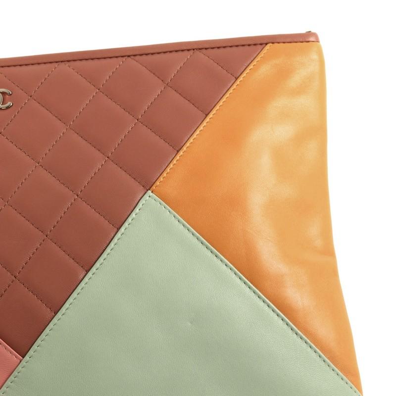 Chanel O Case Clutch Colorblock Quilted Leather Large 2