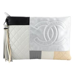 Chanel O Case Clutch Colorblock Quilted Leather Large 