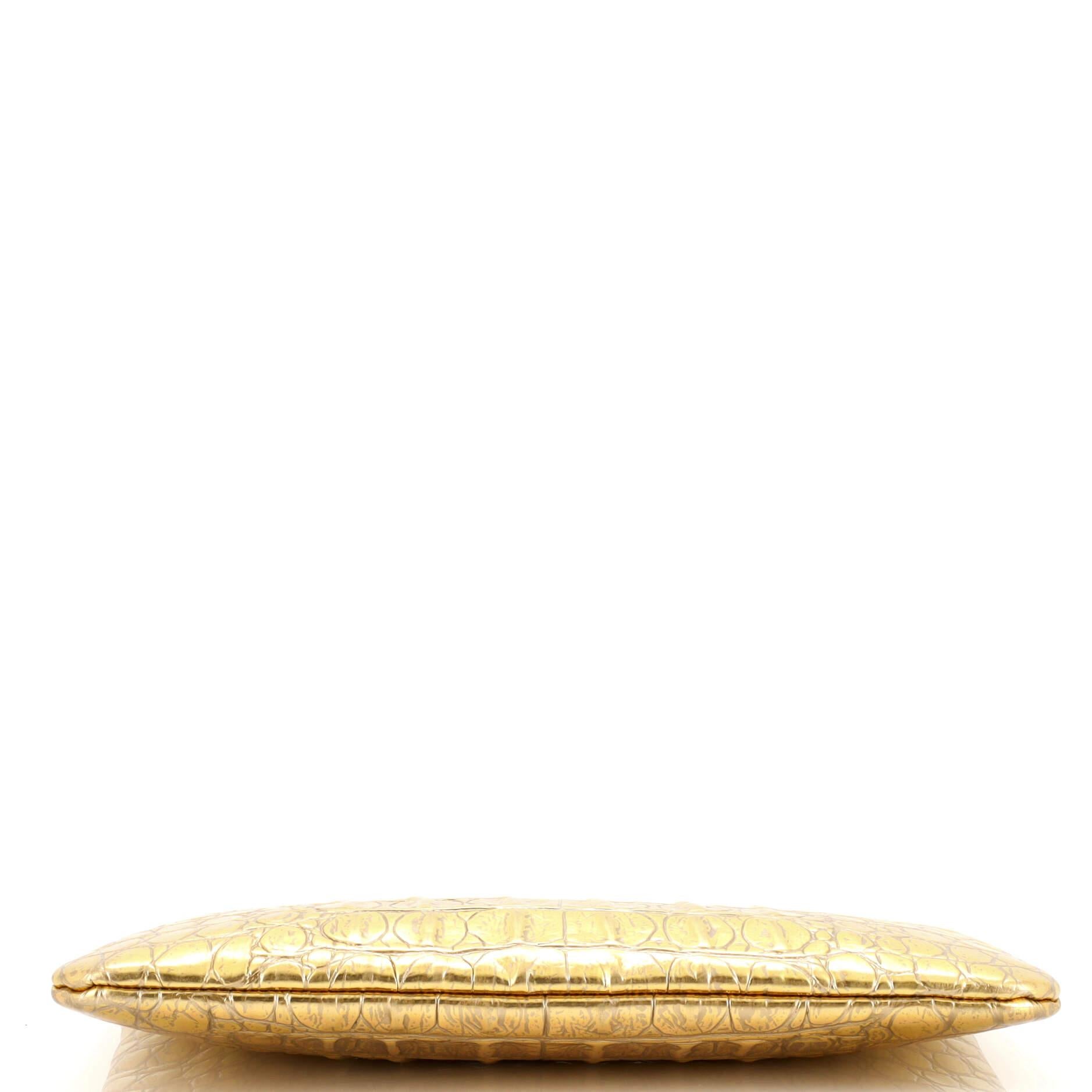 Women's Chanel O Case Clutch Crocodile Embossed Metallic Calfskin Medium