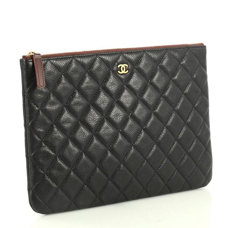 Chanel O Case Clutch Quilted Caviar Medium at 1stDibs