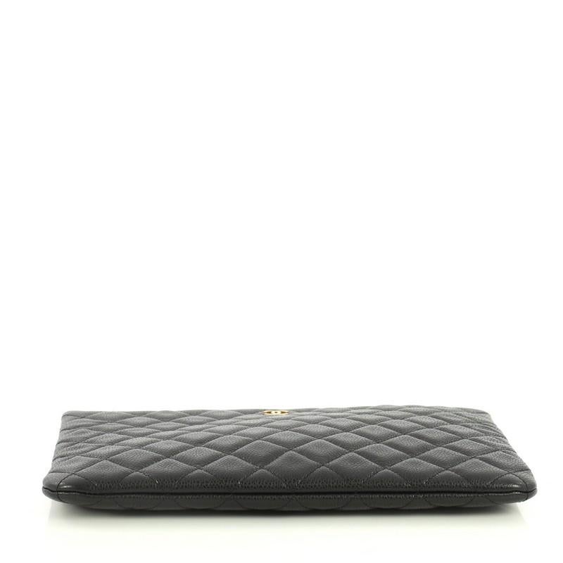 Black Chanel O Case Clutch Quilted Caviar Medium