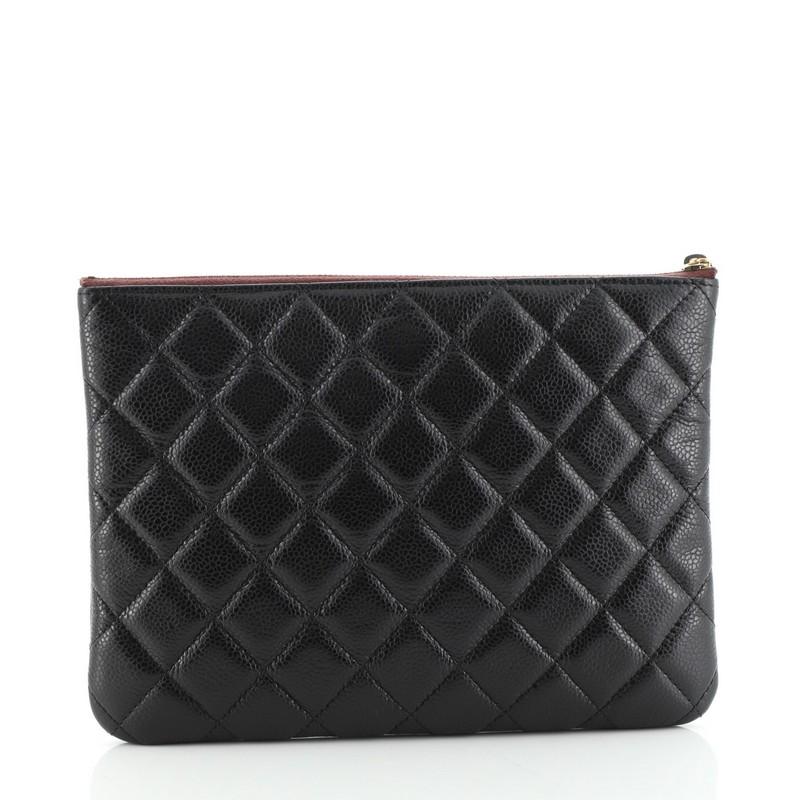 Chanel O Case Clutch Quilted Caviar Small In Good Condition In NY, NY