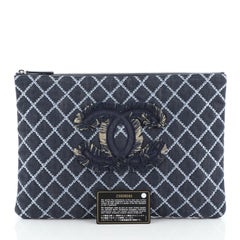 Chanel O Case Clutch Quilted Denim Large
