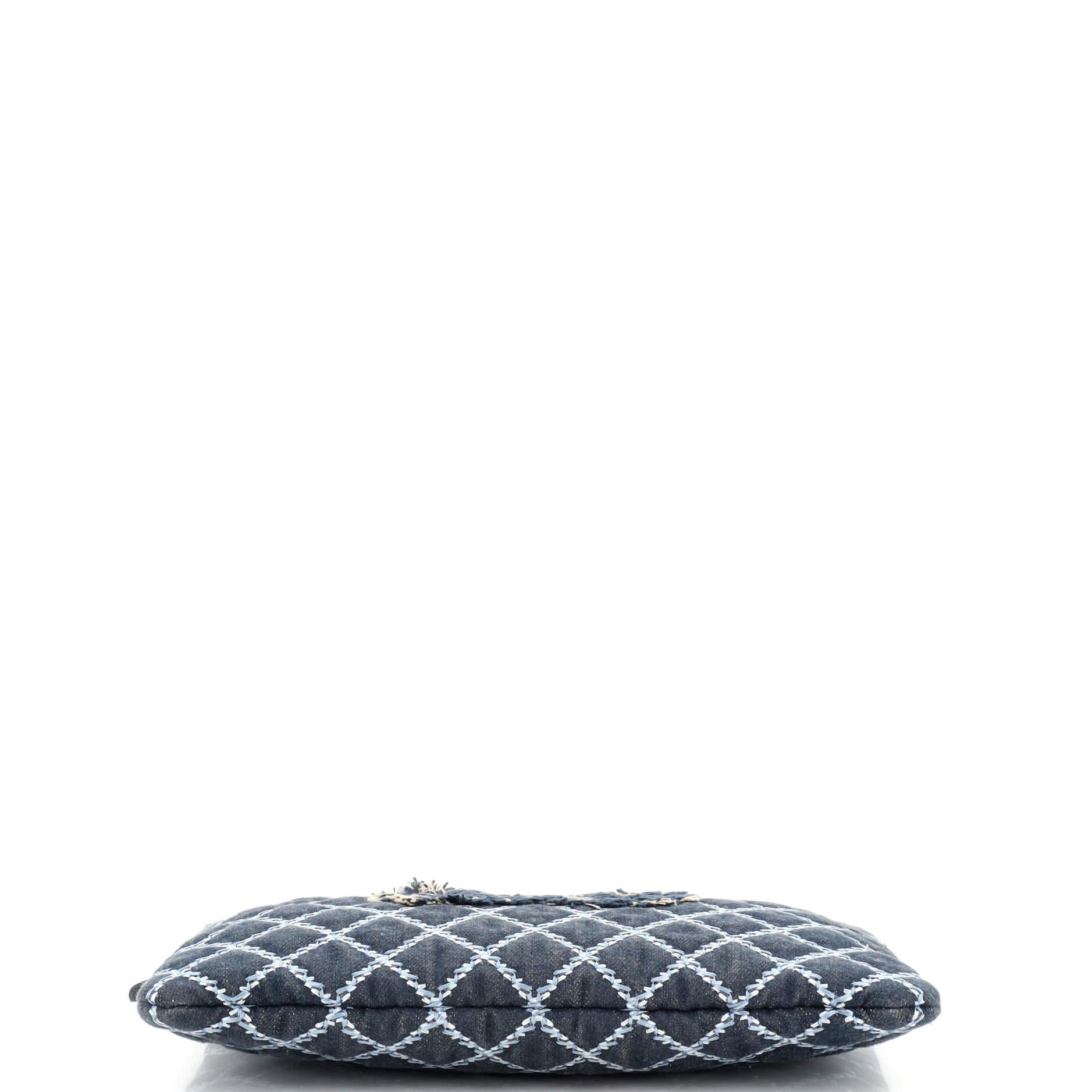 Chanel O Case Clutch Quilted Denim Large 1