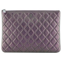 Chanel O Case Clutch Quilted Iridescent Calfskin Large