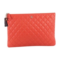 Chanel O Case Clutch Quilted Lambskin Large