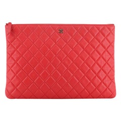 Chanel O Case Clutch Quilted Lambskin Large 