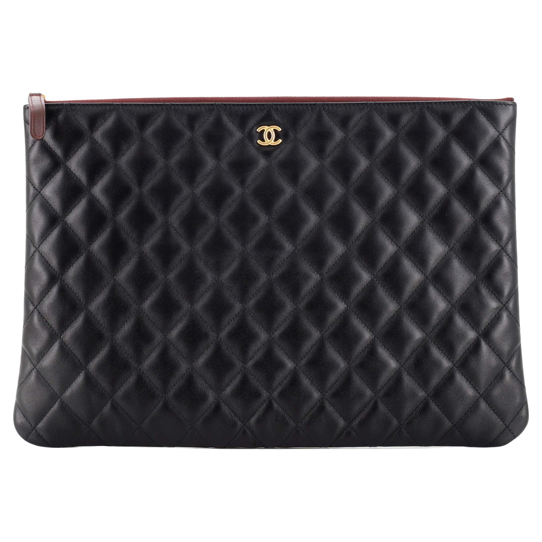 Chanel O Case Clutch Quilted Lambskin Large at 1stDibs
