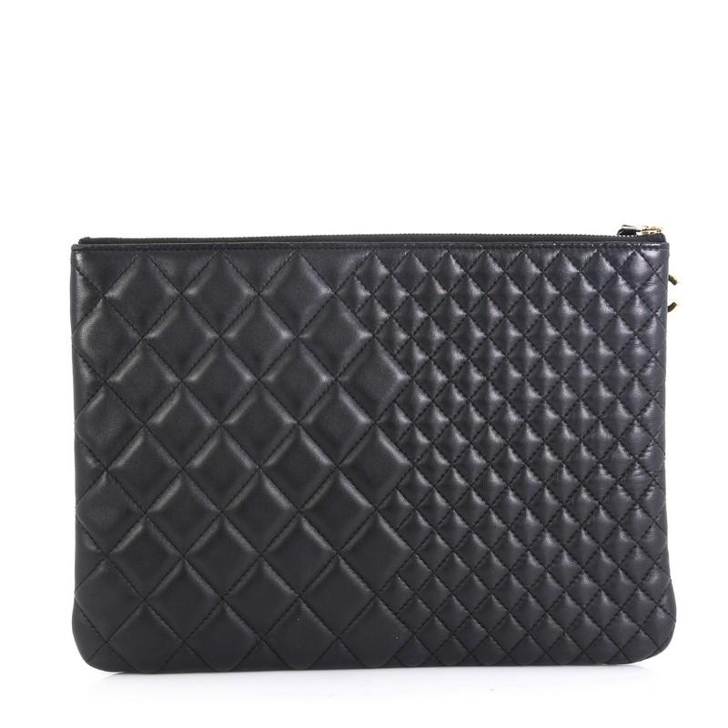 Chanel O Case Clutch Quilted Lambskin Medium  In Good Condition In NY, NY