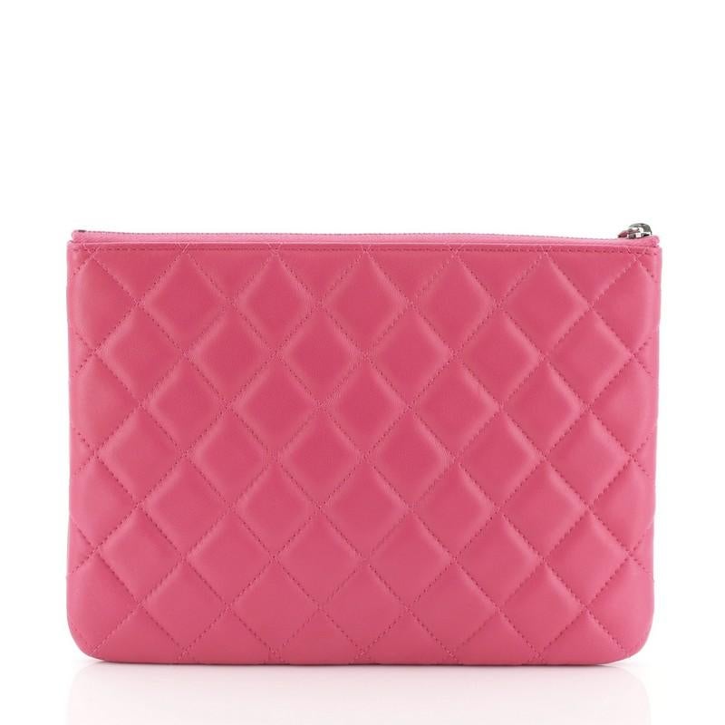 Pink Chanel O Case Clutch Quilted Lambskin Small 