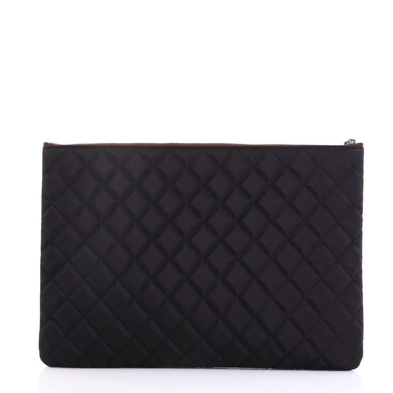 Chanel O Case Clutch Quilted Nylon Large In Good Condition In NY, NY