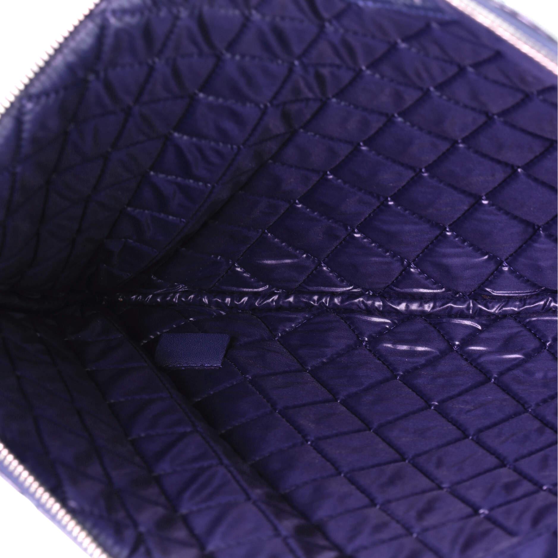 Black Chanel O Case Clutch Quilted Patent Large