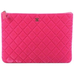 Chanel O Case Clutch Quilted Velvet Medium