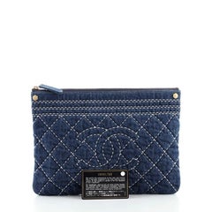 Chanel O Etui Clutch genäht Denim Medium