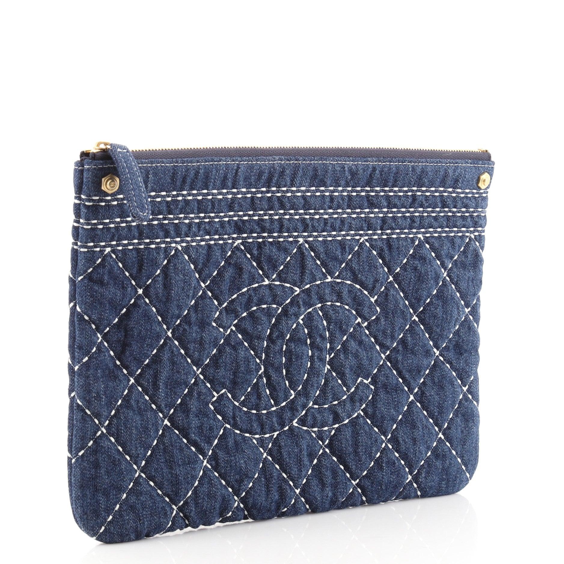 chanel denim clutch