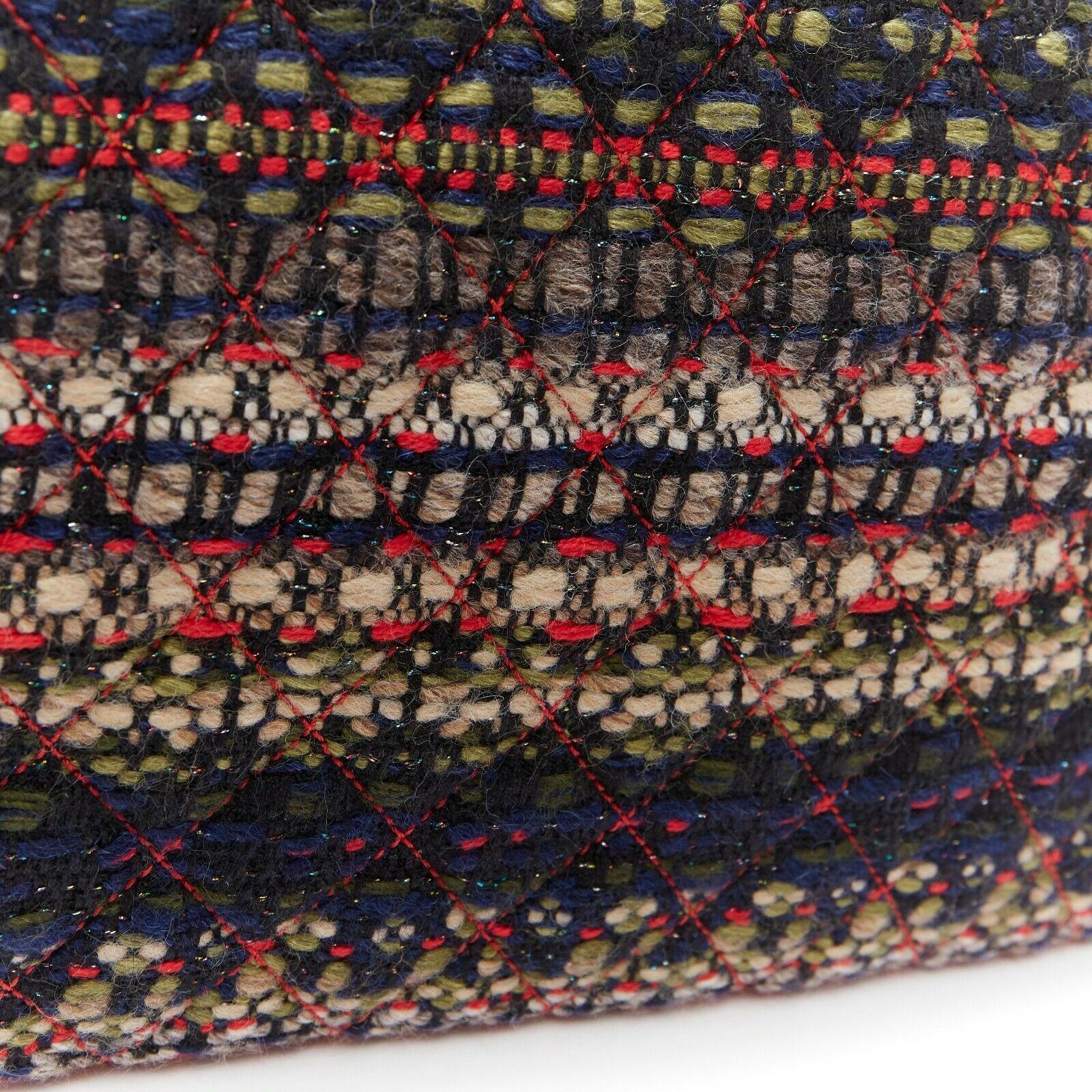 CHANEL O-case Paris Salzburg tweed pouch wool silver quilted clutch bag 2