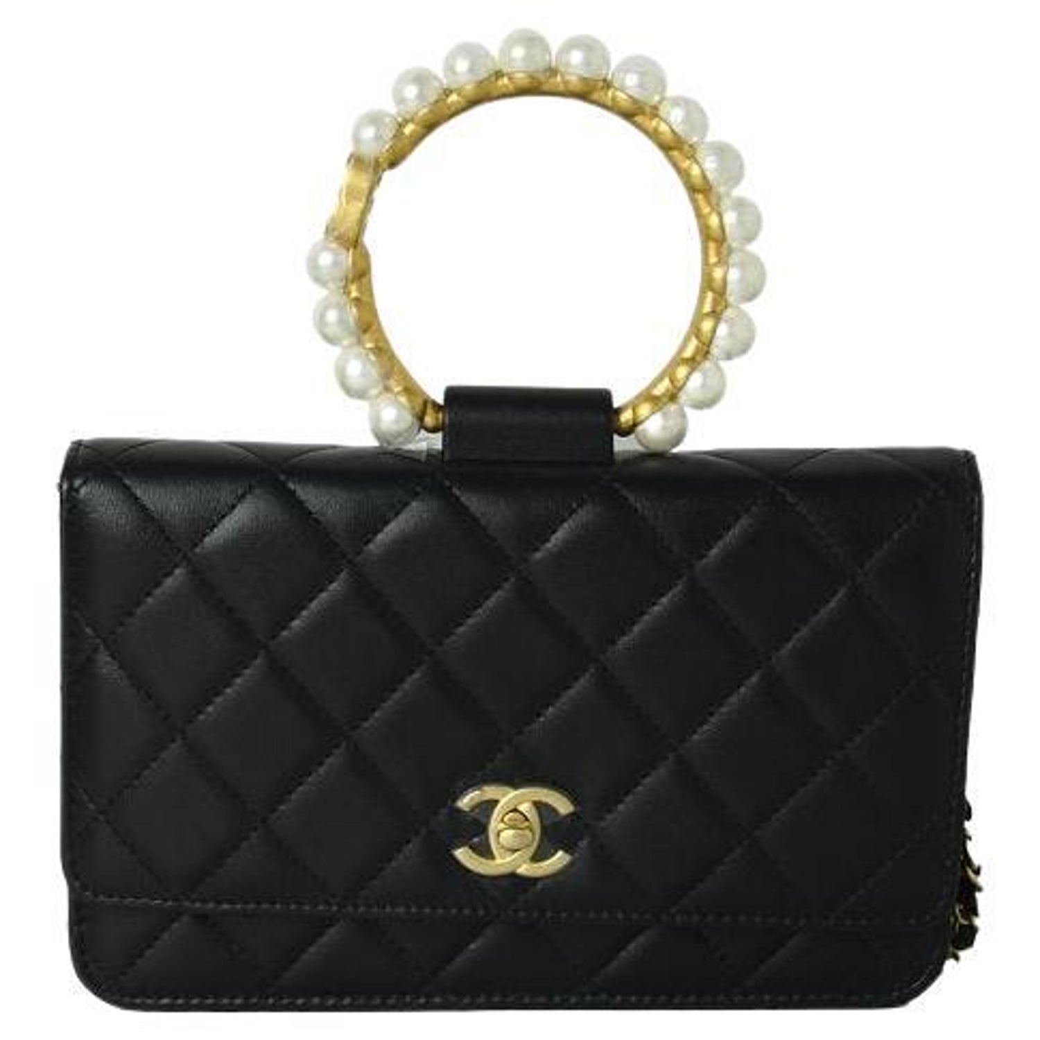 Chanel O Mini Bag Lambskin Imitation Pearls and Gold-Tone Metal Black For  Sale at 1stDibs