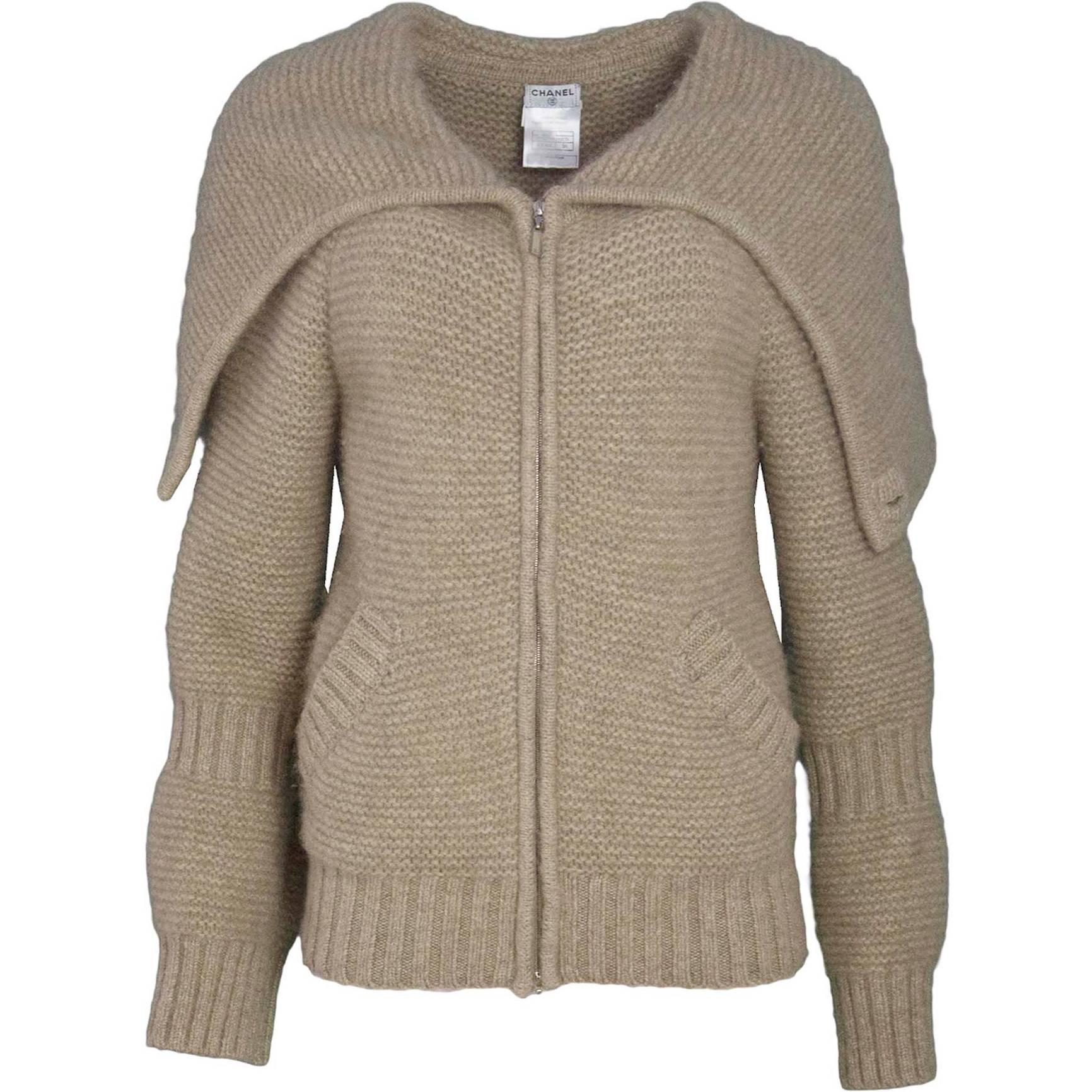 Chanel Oatmeal Cashmere Knit Sweater Sz FR38