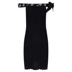 Chanel Off-The-Shoulder Dress With Crystal & 'CC' Logo Embellished Brooches