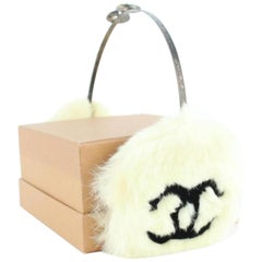Vintage Chanel Off-white 01a Lapin Rabbit Fur Coco Ear Muff 2cz0130 Hat