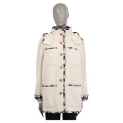 CHANEL off-white 2019 COCO NEIGE SHEARLING DUFFLE Coat Jacket 38 S